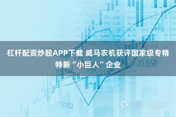 杠杆配资炒股APP下载 威马农机获评国家级专精特新“小巨人”企业